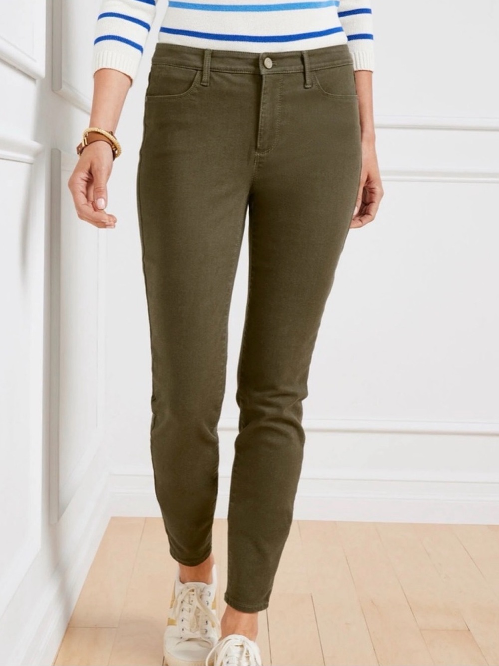 Talbots Olive Stretch Denim Jeggings, size 12P Curvy